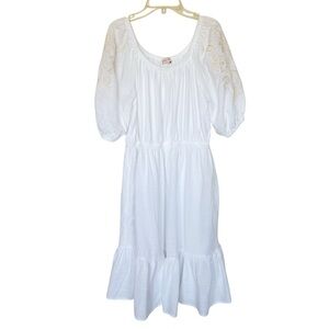 Knox Rose White Embroidered Puff Sleeve Dress Boho Peasant